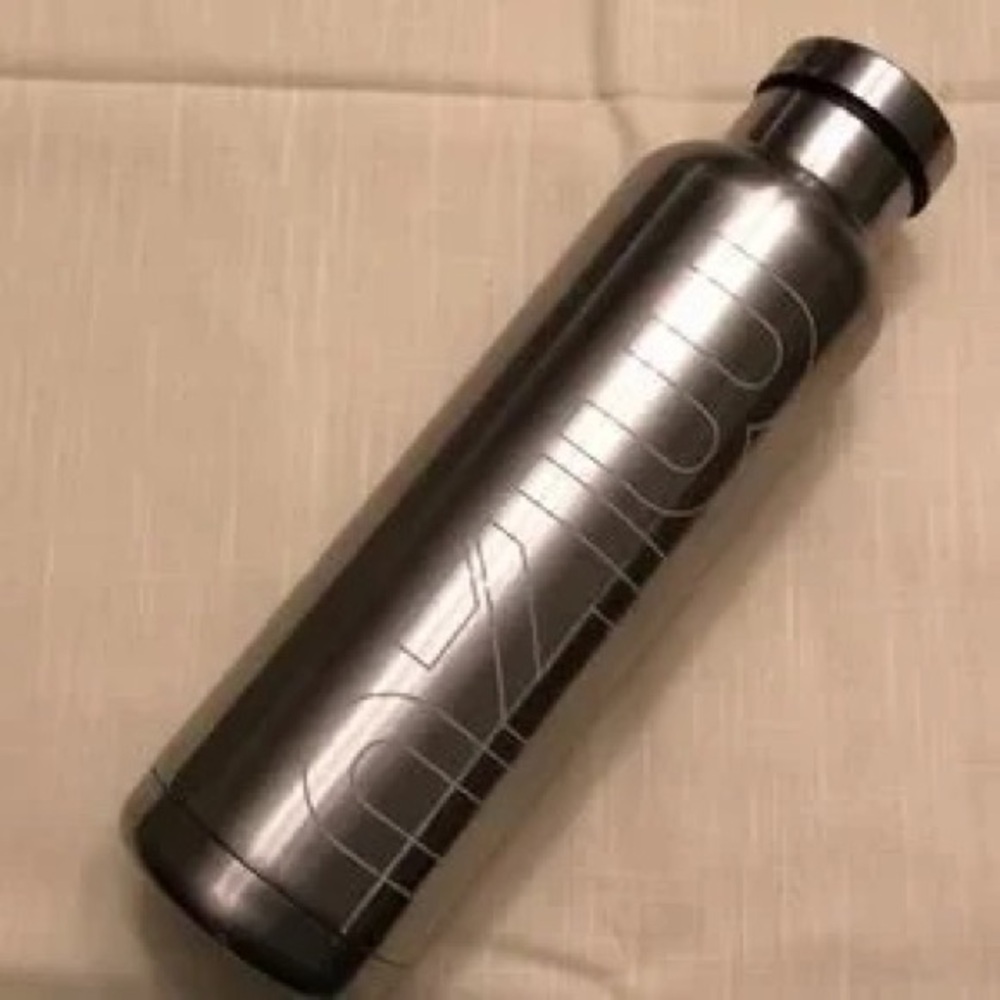 Gray Metallic Stainless Steel Water Bottle with Logo